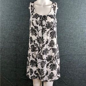 WHBM White & Black Sheer Floral Print Sheath Dress